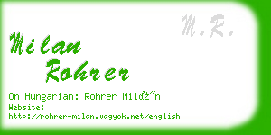 milan rohrer business card